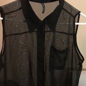 See through black blouse